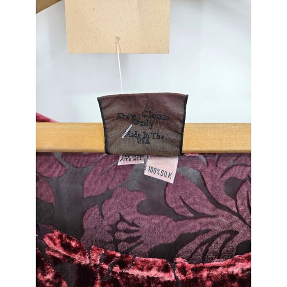 New Vtg Two Heads Studio Velvet Burnout Silk Blouse Womens One Size Floral - Picture 4 of 4
